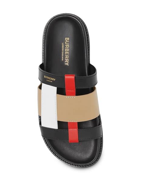 burberry block leather slides|burberry leather sandals.